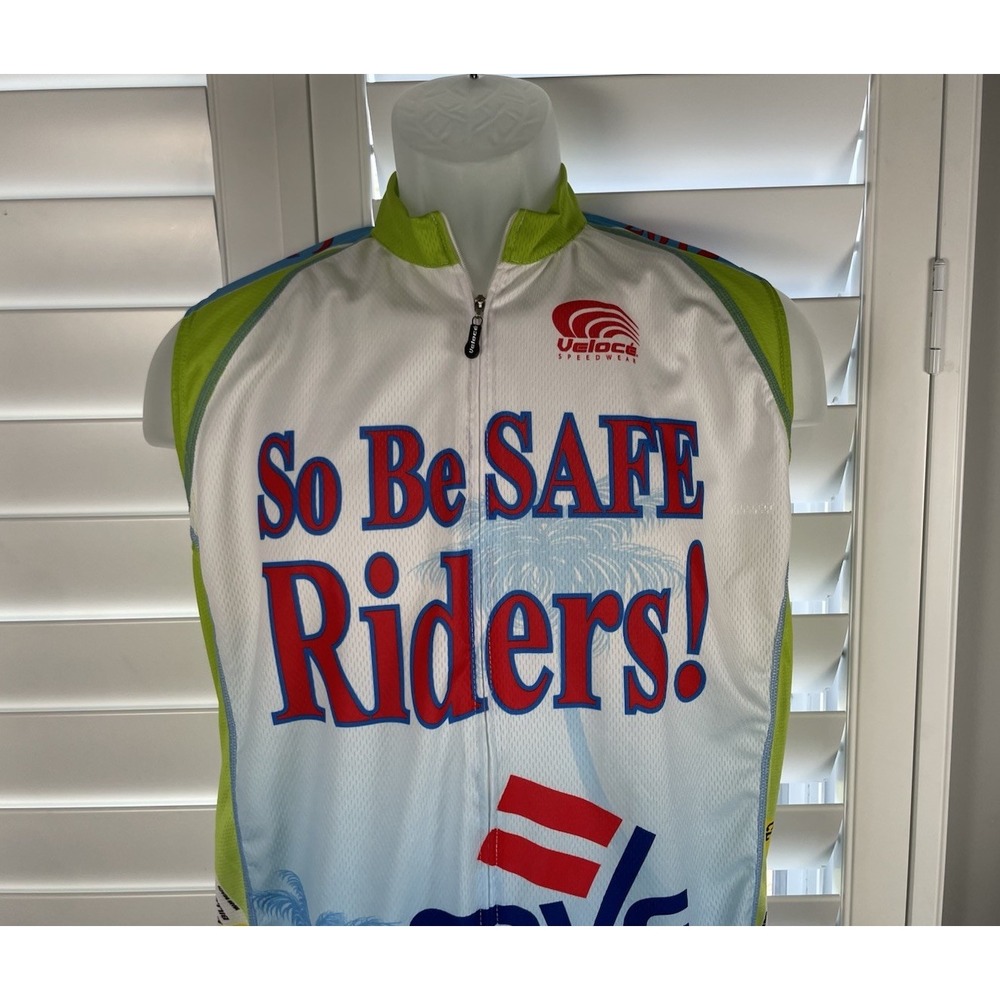 VELOCE Cycling Jersey Sharp Vest Swiss Sleeveless Size M Be Safe Dade Palm Trees - Picture 7 of 16